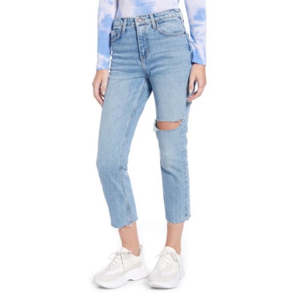 Topshop Denim - NWT Topshop Ripped Straight Leg Crop Jeans Size 6